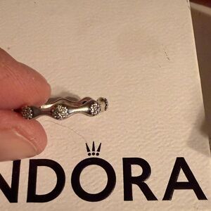 Pandora Silver Ring with Sparkling Accents